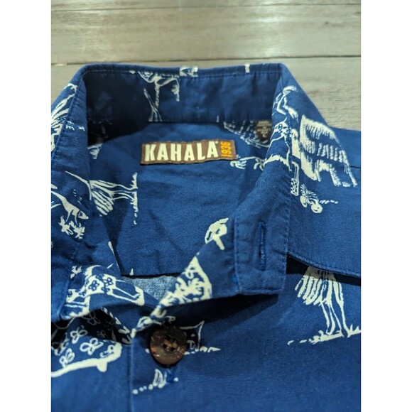 Kahala Hawaiian Aloha Rare Design Blue/White Short Sleeve Shirt Mens Size Large - Picture 5 of 9